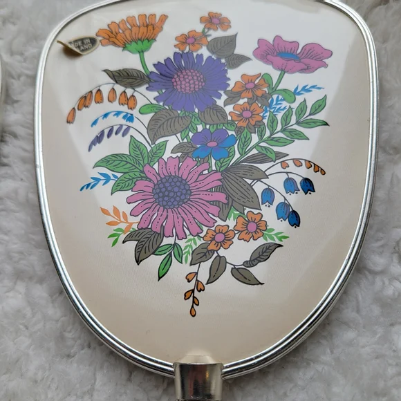 MCM Floral Hand Mirror and Brush Set Made in England - Picture 6 of 11